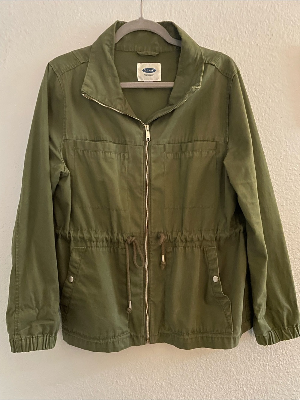 Old Navy Olive Green Utility Jacket with Drawstring Waist - Women's